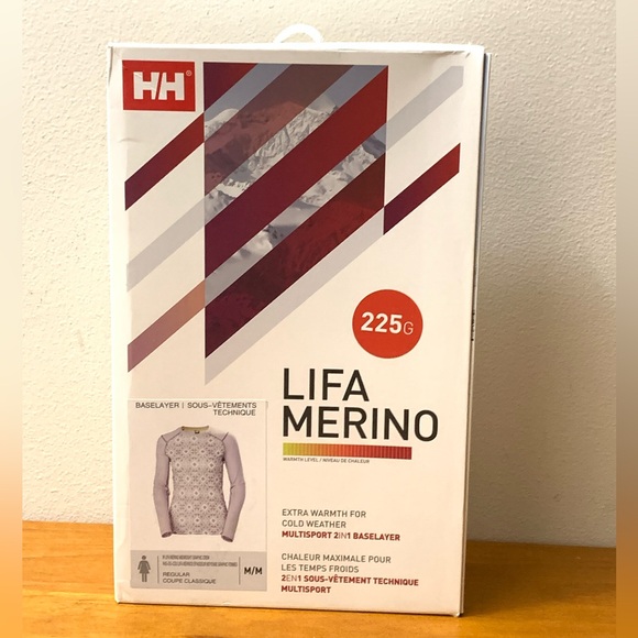 HH Helly Hansen LIFA Merino Wool Base Layer In Dusty Syrin Star Pixel NEW - Picture 3 of 10